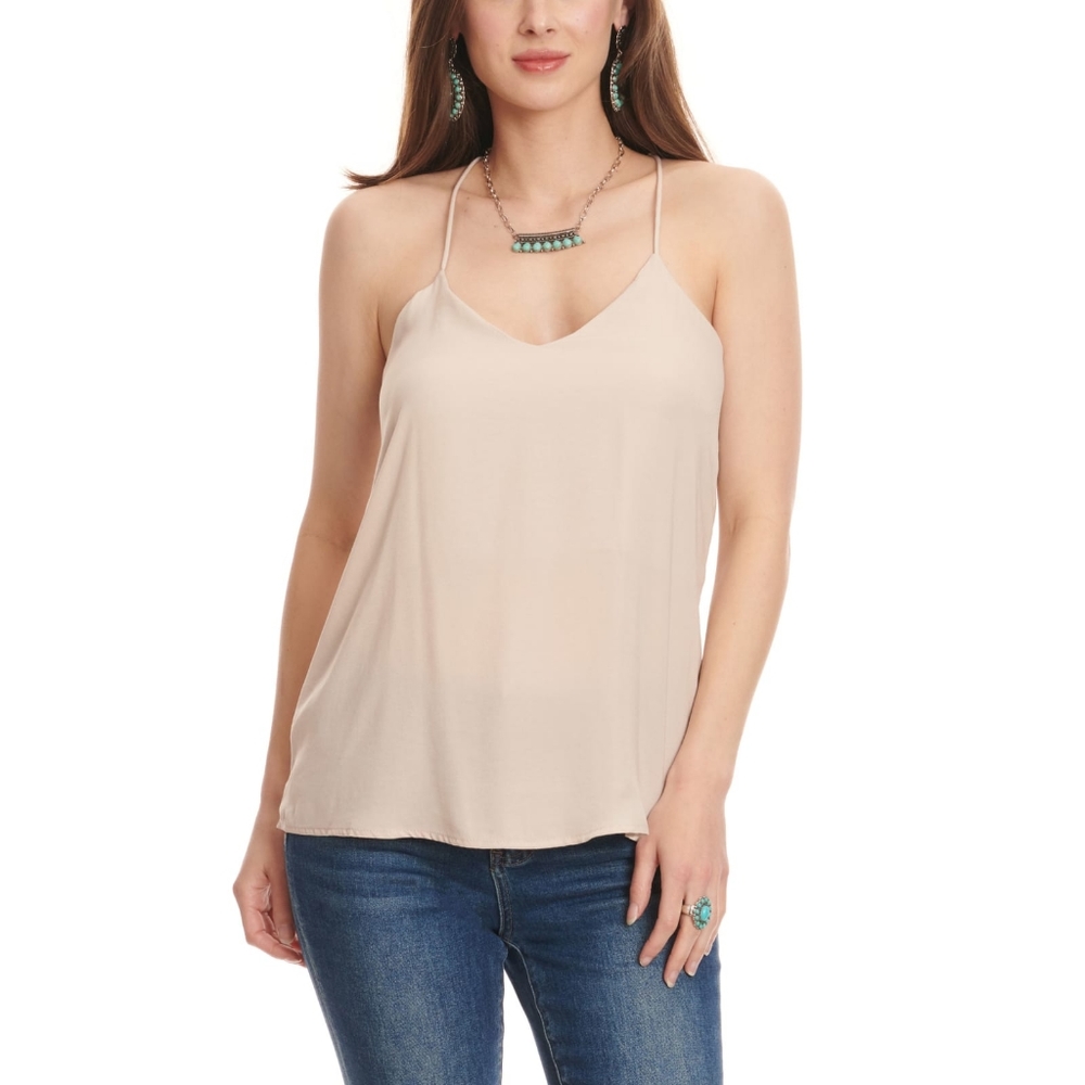 Newbury Kustom Women's Toasted Oatmeal Racer Back Tank Top Small Pink Nude